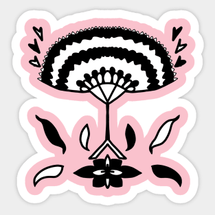 Black and White Abstract Flower Blooming Sticker